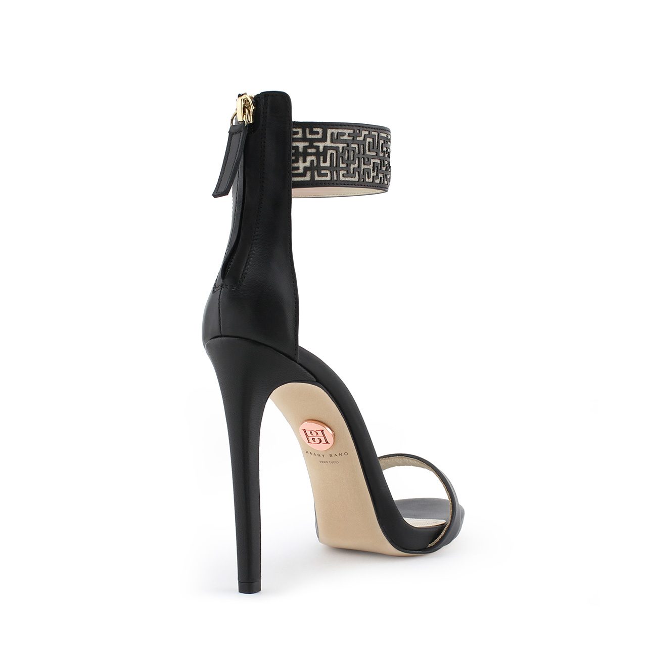 Xeneta Stiletto Sandals Black Back Profile